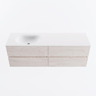 Mondiaz VICA 150cm badmeubel onderkast Underlayment 4 lades. Wastafel MOON links 1 kraangat, kleur Talc.