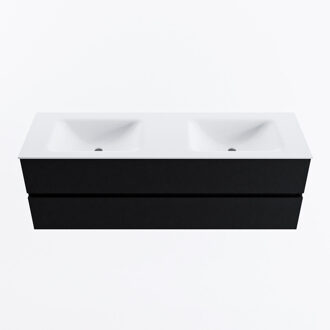 Mondiaz VICA 150cm badmeubel onderkast Urban 2 lades. Wastafel CLOUD dubbel 2 kraangaten, kleur Talc.