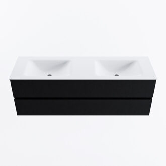 Mondiaz VICA 150cm badmeubel onderkast Urban 2 lades. Wastafel CLOUD dubbel zonder kraangat, kleur Talc.