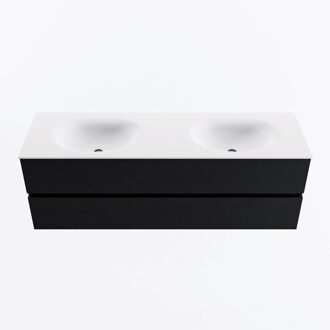 Mondiaz VICA 150cm badmeubel onderkast Urban 2 lades. Wastafel MOON dubbel 2 kraangaten, kleur Talc.