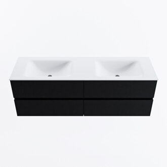 Mondiaz VICA 150cm badmeubel onderkast Urban 4 lades. Wastafel CLOUD dubbel zonder kraangat, kleur Talc.