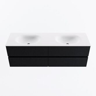 Mondiaz VICA 150cm badmeubel onderkast Urban 4 lades. Wastafel MOON dubbel zonder kraangat, kleur Talc.