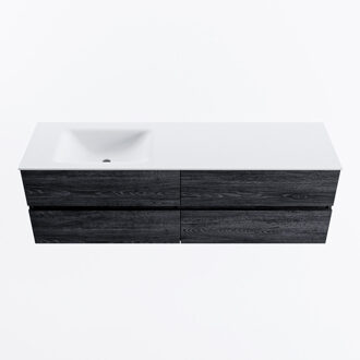 Mondiaz VICA 160cm badmeubel onderkast Antracite 4 lades. Wastafel CLOUD links 1 kraangat, kleur Talc.