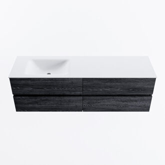 Mondiaz VICA 160cm badmeubel onderkast Antracite 4 lades. Wastafel CLOUD links zonder kraangat, kleur Talc.