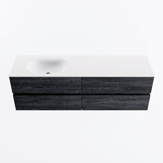 Mondiaz VICA 160cm badmeubel onderkast Antracite 4 lades. Wastafel MOON links 1 kraangat, kleur Talc.