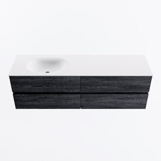 Mondiaz VICA 160cm badmeubel onderkast Antracite 4 lades. Wastafel MOON links zonder kraangat, kleur Talc.