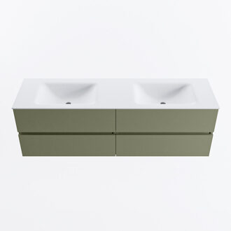 Mondiaz VICA 160cm badmeubel onderkast Army 4 lades. Wastafel CLOUD dubbel zonder kraangat, kleur Talc.