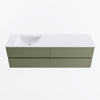 Mondiaz VICA 160cm badmeubel onderkast Army 4 lades. Wastafel CLOUD links zonder kraangat, kleur Talc.