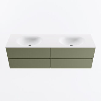 Mondiaz VICA 160cm badmeubel onderkast Army 4 lades. Wastafel MOON dubbel 2 kraangaten, kleur Talc.