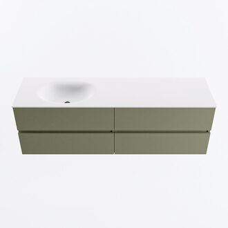 Mondiaz VICA 160cm badmeubel onderkast Army 4 lades. Wastafel MOON links 1 kraangat, kleur Talc.