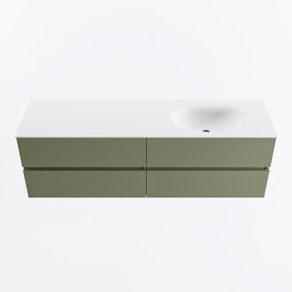 Mondiaz VICA 160cm badmeubel onderkast Army 4 lades. Wastafel MOON rechts zonder kraangat, kleur Talc.