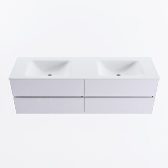 Mondiaz VICA 160cm badmeubel onderkast Cale 4 lades. Wastafel CLOUD dubbel zonder kraangat, kleur Talc.