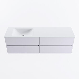 Mondiaz VICA 160cm badmeubel onderkast Cale 4 lades. Wastafel CLOUD links 1 kraangat, kleur Talc.
