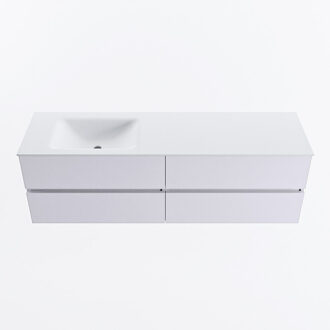 Mondiaz VICA 160cm badmeubel onderkast Cale 4 lades. Wastafel CLOUD links zonder kraangat, kleur Talc.