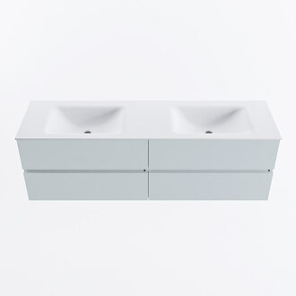 Mondiaz VICA 160cm badmeubel onderkast Clay 4 lades. Wastafel CLOUD dubbel zonder kraangat, kleur Talc.