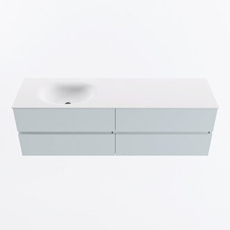 Mondiaz VICA 160cm badmeubel onderkast Clay 4 lades. Wastafel MOON links zonder kraangat, kleur Talc.