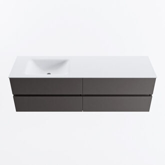 Mondiaz VICA 160cm badmeubel onderkast Dark Grey 4 lades. Wastafel CLOUD links 1 kraangat, kleur Talc.