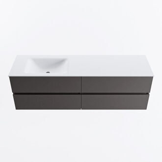 Mondiaz VICA 160cm badmeubel onderkast Dark Grey 4 lades. Wastafel CLOUD links zonder kraangat, kleur Talc.