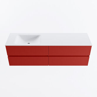 Mondiaz VICA 160cm badmeubel onderkast Fire 4 lades. Wastafel CLOUD links 1 kraangat, kleur Talc.
