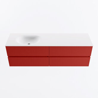 Mondiaz VICA 160cm badmeubel onderkast Fire 4 lades. Wastafel MOON links 1 kraangat, kleur Talc.