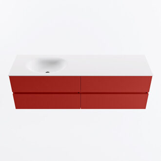 Mondiaz VICA 160cm badmeubel onderkast Fire 4 lades. Wastafel MOON links zonder kraangat, kleur Talc.