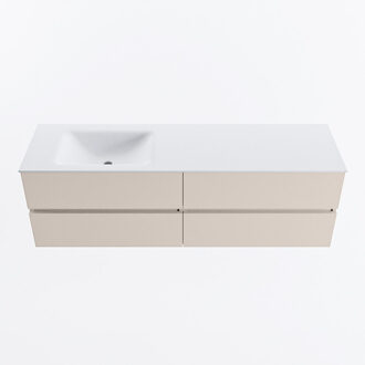 Mondiaz VICA 160cm badmeubel onderkast Linen 4 lades. Wastafel CLOUD links 1 kraangat, kleur Talc.