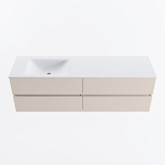 Mondiaz VICA 160cm badmeubel onderkast Linen 4 lades. Wastafel CLOUD links zonder kraangat, kleur Talc.