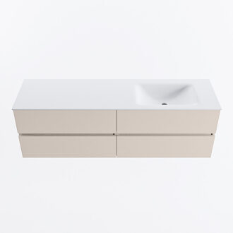Mondiaz VICA 160cm badmeubel onderkast Linen 4 lades. Wastafel CLOUD rechts 1 kraangat, kleur Talc.