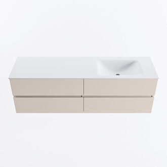 Mondiaz VICA 160cm badmeubel onderkast Linen 4 lades. Wastafel CLOUD rechts zonder kraangat, kleur Talc.
