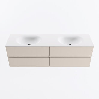 Mondiaz VICA 160cm badmeubel onderkast Linen 4 lades. Wastafel MOON dubbel 2 kraangaten, kleur Talc.