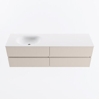 Mondiaz VICA 160cm badmeubel onderkast Linen 4 lades. Wastafel MOON links zonder kraangat, kleur Talc.