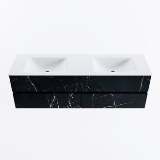 Mondiaz VICA 160cm badmeubel onderkast Marquina 4 lades. Wastafel CLOUD dubbel zonder kraangat, kleur Talc.