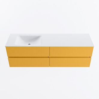 Mondiaz VICA 160cm badmeubel onderkast Ocher 4 lades. Wastafel CLOUD links 1 kraangat, kleur Talc.