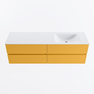 Mondiaz VICA 160cm badmeubel onderkast Ocher 4 lades. Wastafel CLOUD rechts 1 kraangat, kleur Talc.