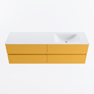 Mondiaz VICA 160cm badmeubel onderkast Ocher 4 lades. Wastafel CLOUD rechts zonder kraangat, kleur Talc.