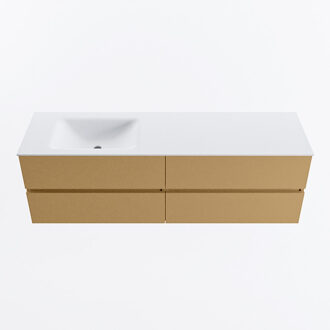 Mondiaz VICA 160cm badmeubel onderkast Oro 4 lades. Wastafel CLOUD links zonder kraangat, kleur Talc.