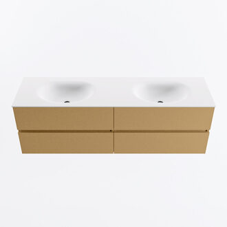 Mondiaz VICA 160cm badmeubel onderkast Oro 4 lades. Wastafel MOON dubbel 2 kraangaten, kleur Talc.