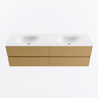 Mondiaz VICA 160cm badmeubel onderkast Oro 4 lades. Wastafel MOON dubbel zonder kraangat, kleur Talc.