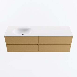 Mondiaz VICA 160cm badmeubel onderkast Oro 4 lades. Wastafel MOON links 1 kraangat, kleur Talc.