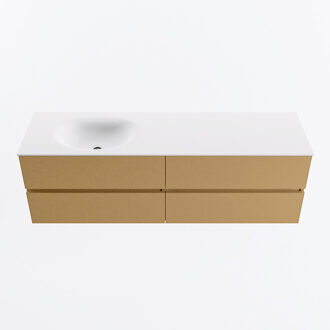 Mondiaz VICA 160cm badmeubel onderkast Oro 4 lades. Wastafel MOON links zonder kraangat, kleur Talc.