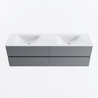 Mondiaz VICA 160cm badmeubel onderkast Plata 4 lades. Wastafel CLOUD dubbel zonder kraangat, kleur Talc.