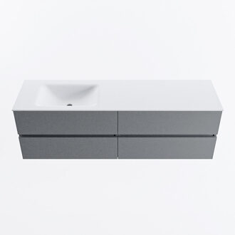Mondiaz VICA 160cm badmeubel onderkast Plata 4 lades. Wastafel CLOUD links zonder kraangat, kleur Talc.