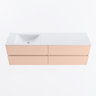 Mondiaz VICA 160cm badmeubel onderkast Rosee 4 lades. Wastafel CLOUD links zonder kraangat, kleur Talc.
