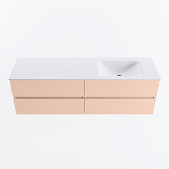 Mondiaz VICA 160cm badmeubel onderkast Rosee 4 lades. Wastafel CLOUD rechts 1 kraangat, kleur Talc.