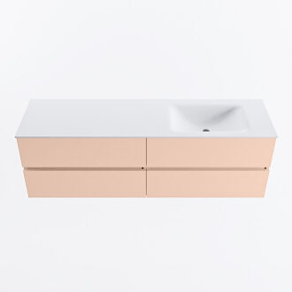 Mondiaz VICA 160cm badmeubel onderkast Rosee 4 lades. Wastafel CLOUD rechts zonder kraangat, kleur Talc.