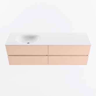 Mondiaz VICA 160cm badmeubel onderkast Rosee 4 lades. Wastafel MOON links 1 kraangat, kleur Talc.