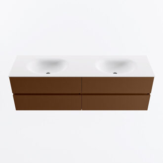 Mondiaz VICA 160cm badmeubel onderkast Rust 4 lades. Wastafel MOON dubbel zonder kraangat, kleur Talc.