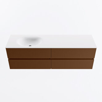 Mondiaz VICA 160cm badmeubel onderkast Rust 4 lades. Wastafel MOON links zonder kraangat, kleur Talc.