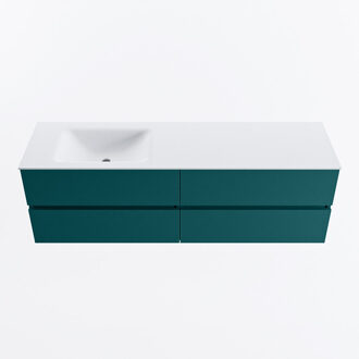 Mondiaz VICA 160cm badmeubel onderkast Smag 4 lades. Wastafel CLOUD links zonder kraangat, kleur Talc.