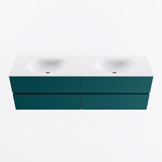 Mondiaz VICA 160cm badmeubel onderkast Smag 4 lades. Wastafel MOON dubbel zonder kraangat, kleur Talc.